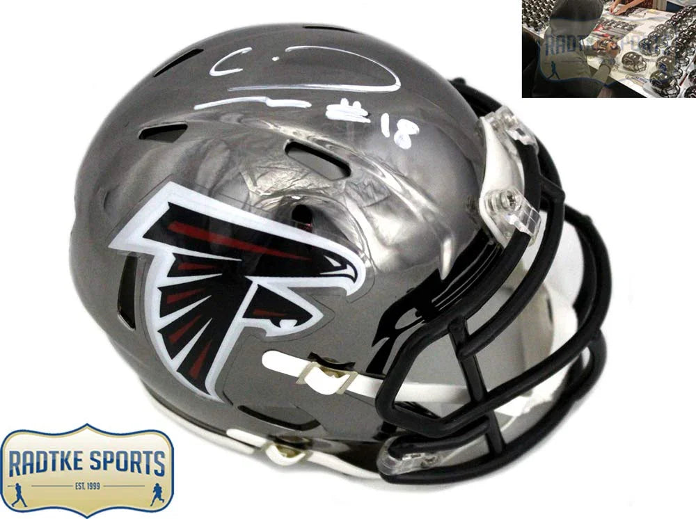 Calvin Ridley Autographed/Signed Atlanta Falcons Chrome Mini Helmet - 757 Sports Collectibles