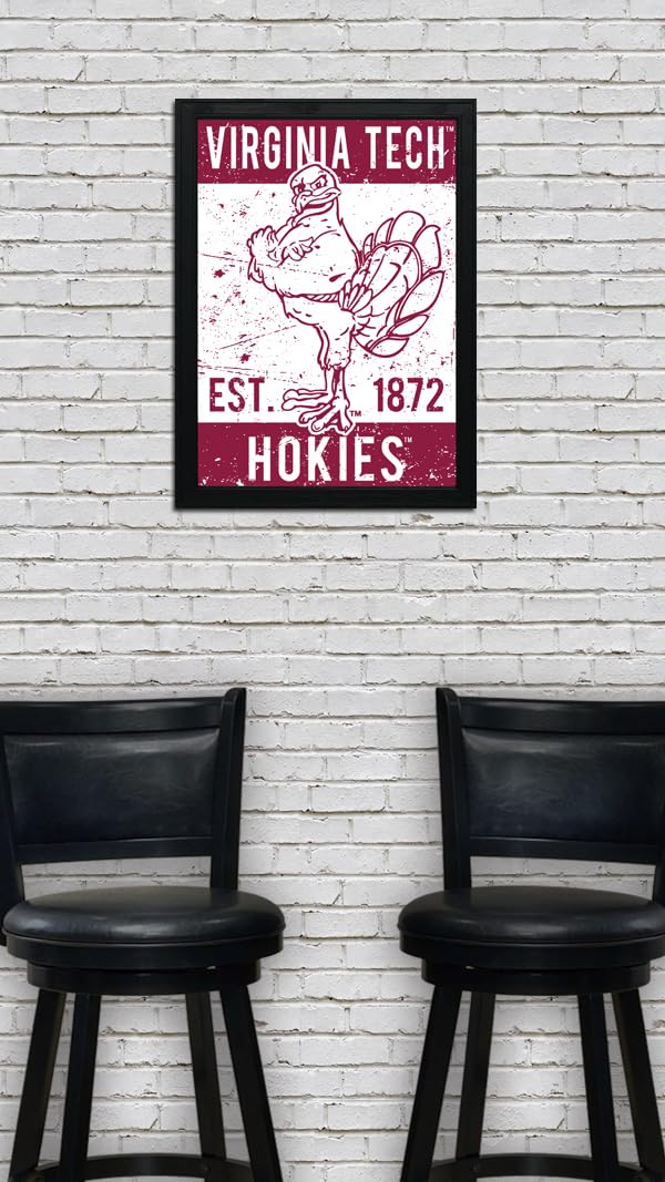 Limited Edition Virginia Tech Hokie Bird Vintage Poster Art Print 13x19" - Gifts for Virginia Tech Fan (Add Black Frame) - 757 Sports Collectibles