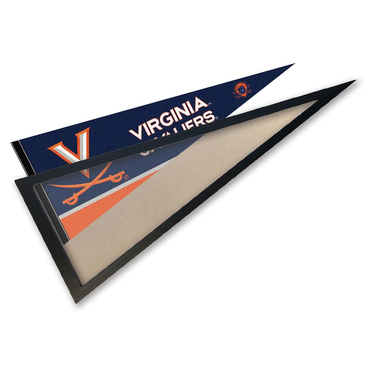 University of Virginia Wordmark Pennant and Wood Pennant Frame - 757 Sports Collectibles