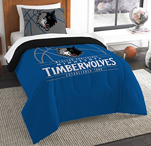 NORTHWEST NBA Minnesota Timberwolves Comforter and Sham Set, Twin, Reverse Slam - 757 Sports Collectibles