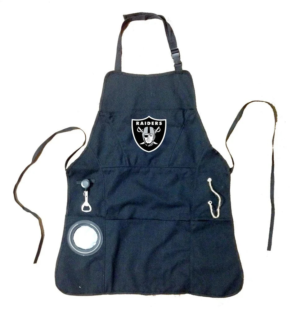 Team Sports America NFL Las Vegas Raiders Ultimate Grilling Apron Durable Cotton with Beverage Opener and Multi Tool For Football Fans Fathers Day and More - 757 Sports Collectibles