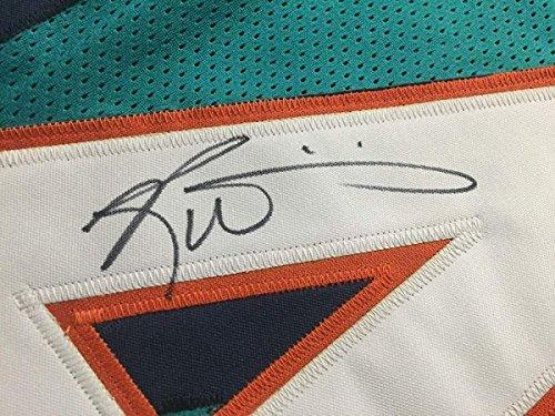 Framed Autographed/Signed Ricky Williams 33x42 Miami Dolphins Teal Football Jersey JSA COA - 757 Sports Collectibles