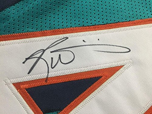 Framed Autographed/Signed Ricky Williams 33x42 Miami Dolphins Teal Football Jersey JSA COA - 757 Sports Collectibles