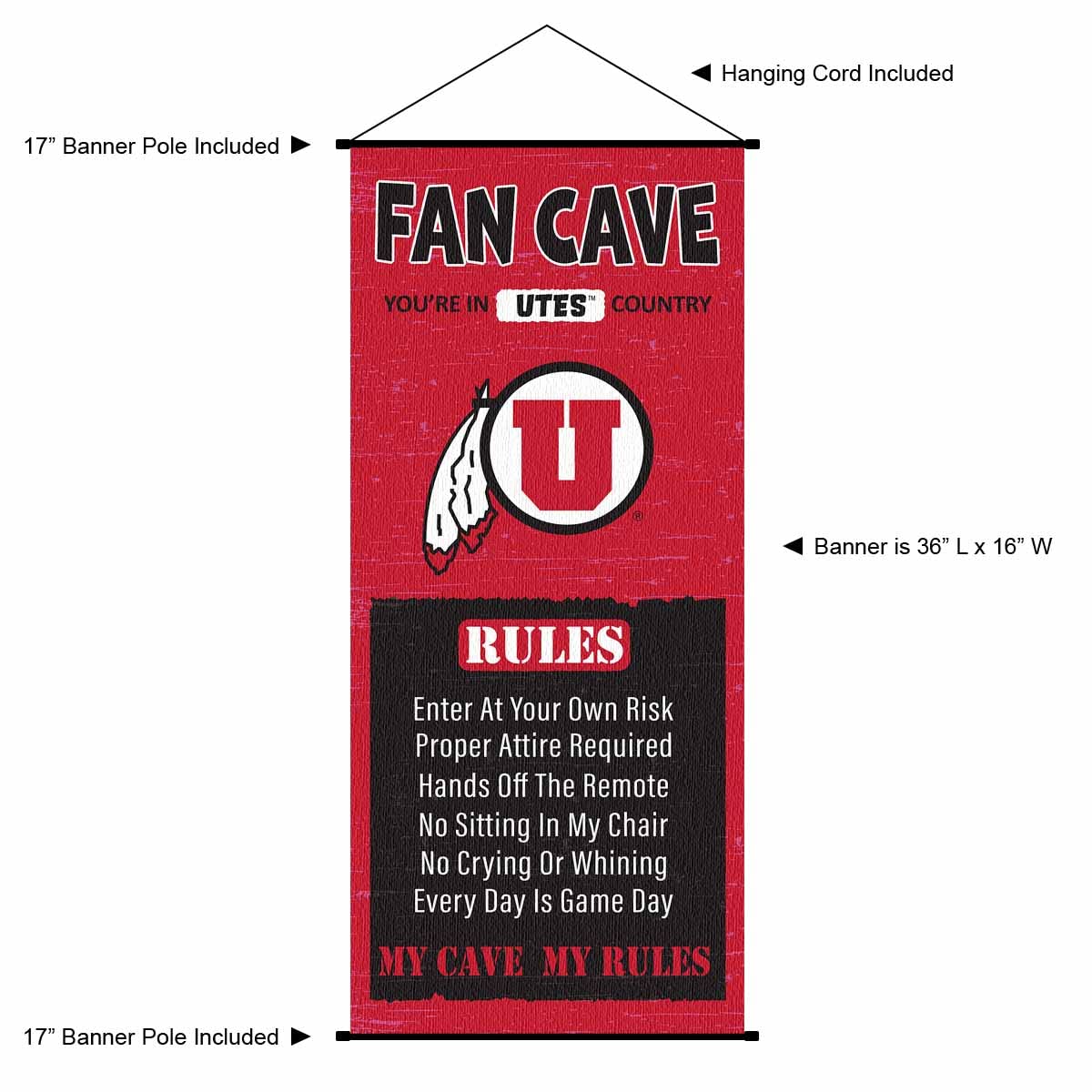 Utah Man Cave Fan Banner Scroll - 757 Sports Collectibles