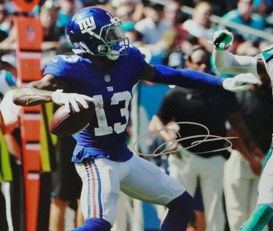 Odell Beckham Jr Autographed NY Giants 16x20 PF Passing -JSA W Auth Silver - 757 Sports Collectibles