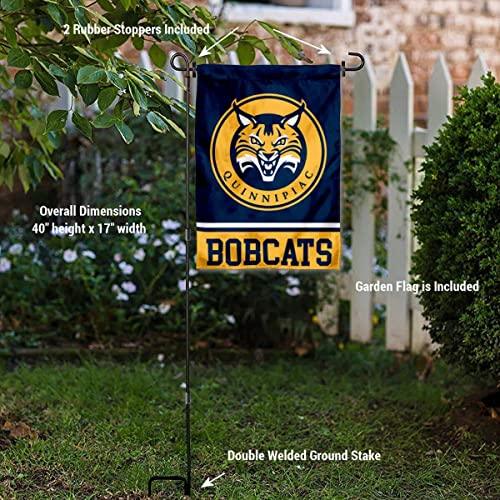 College Flags & Banners Co. Quinnipiac Bobcats Garden Flag and Flag Stand Pole Holder Set - 757 Sports Collectibles