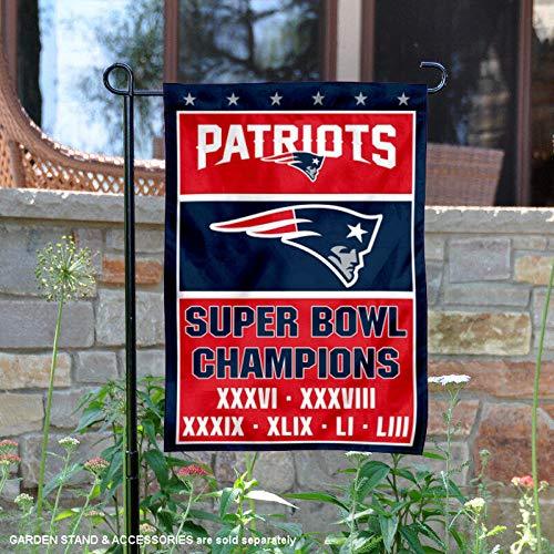 WinCraft New England Patriots Six Time Super Bowl Champions Garden Flag - 757 Sports Collectibles