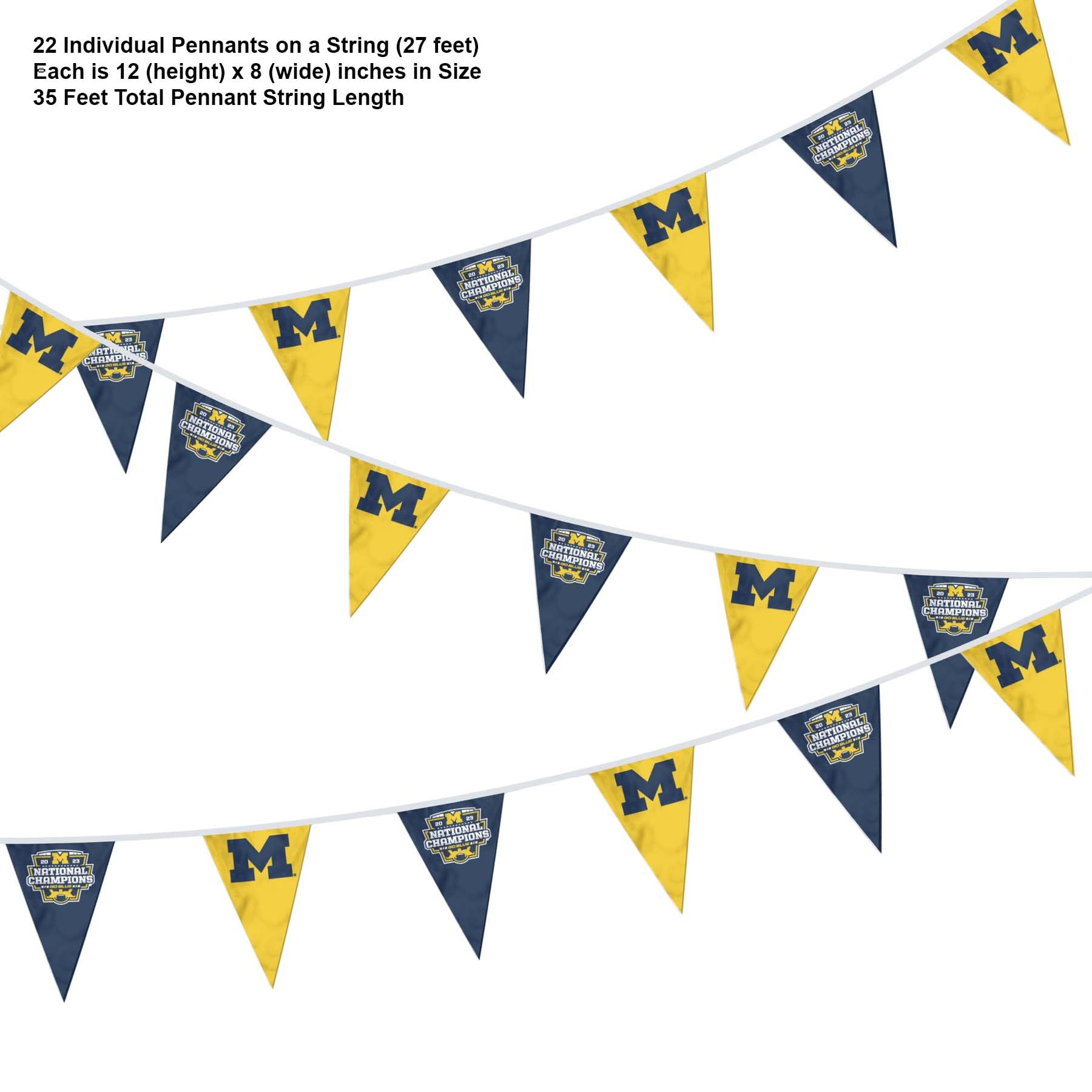 Michigan Team University Wolverines 2023 College Football National Champions Pennant String Flags - 757 Sports Collectibles