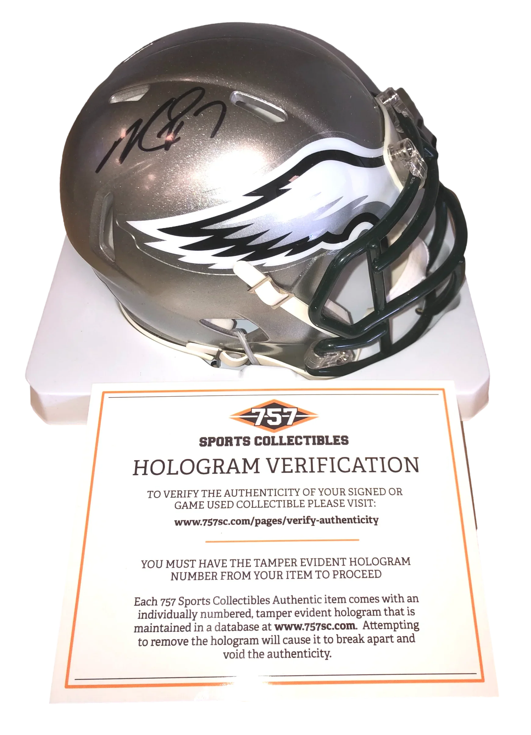 Philadelphia Eagles Michael Vick Signed Auto Flash Mini Helmet - 757 COA - 757 Sports Collectibles