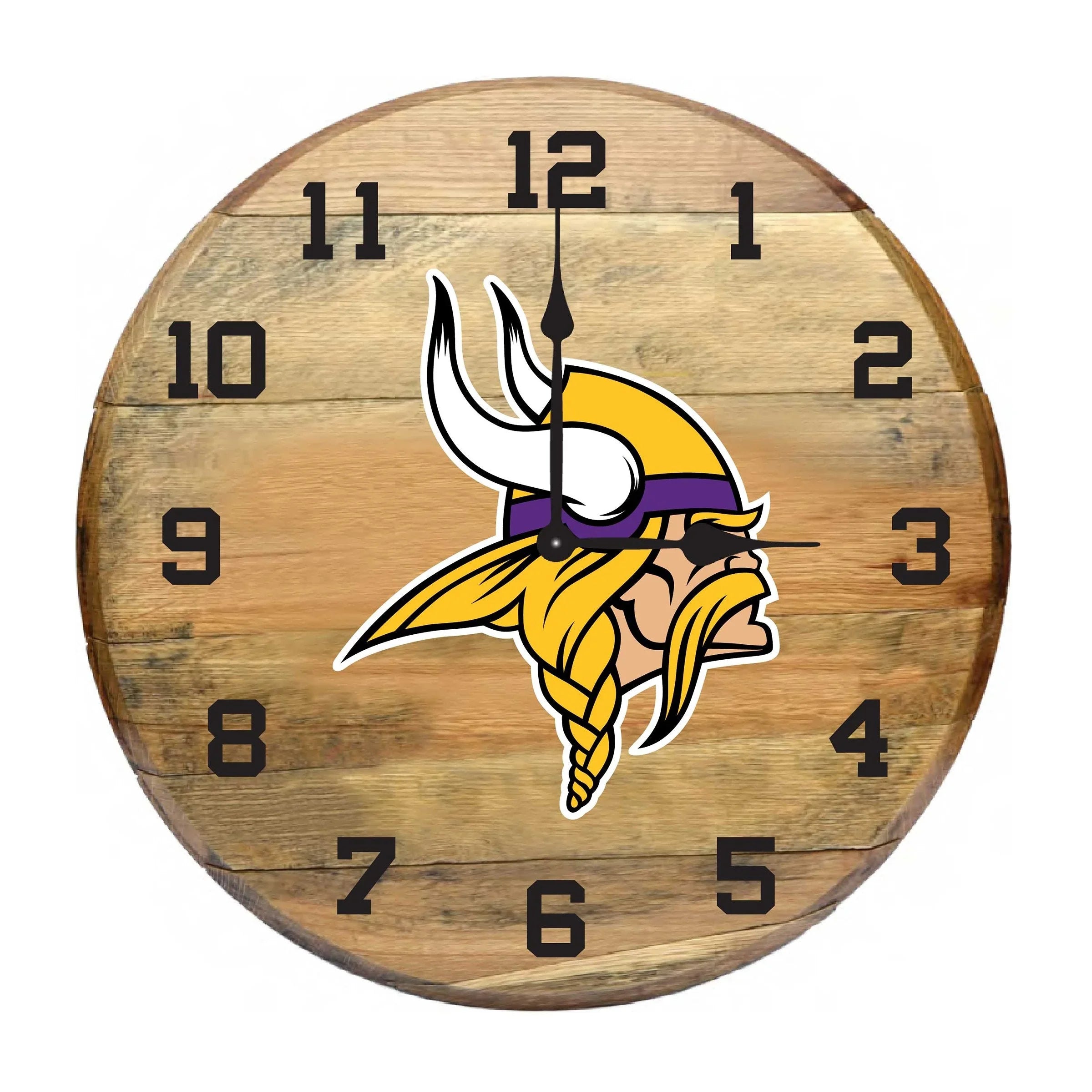 Minnesota Vikings Oak Barrel Clock