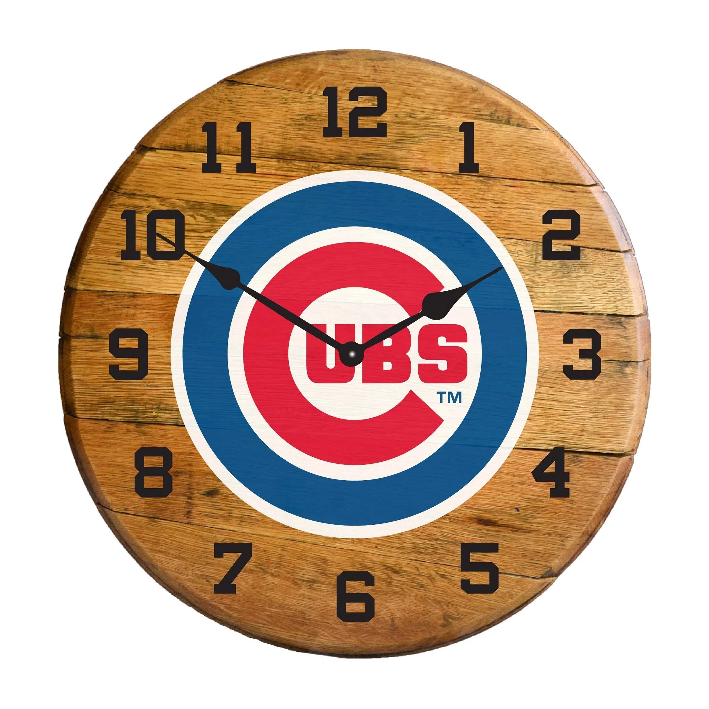 Chicago Cubs Oak Barrel Clock