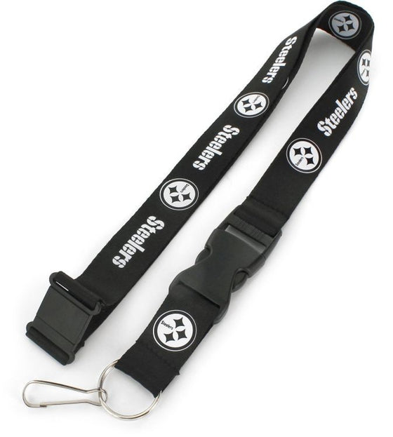Pittsburgh Steelers Lanyard Black and White - 757 Sports Collectibles