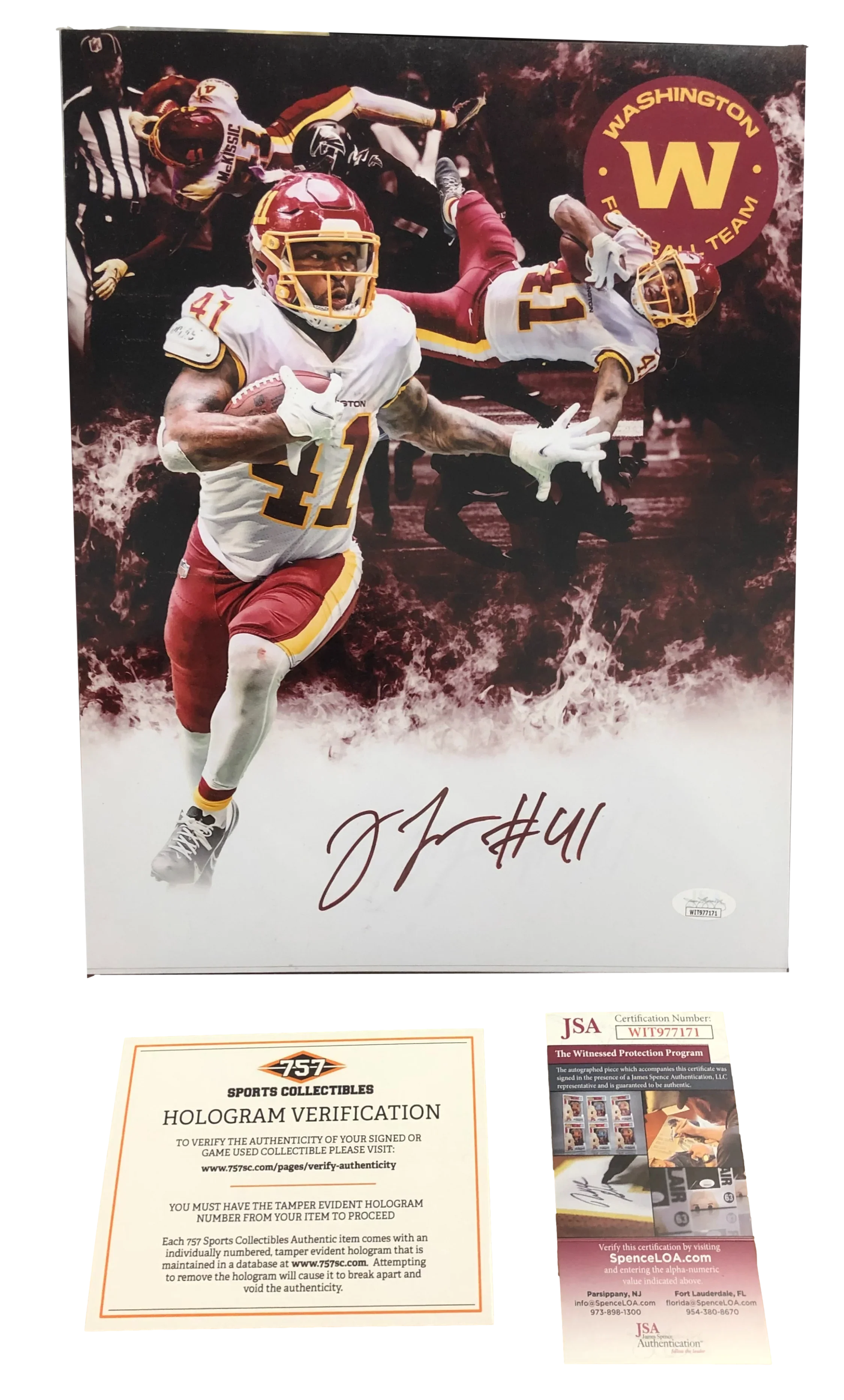 Washington Football Team JD McKissic Signed Autograph 11x14 Photo - JSA COA - 757 Sports Collectibles