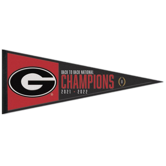 NATIONAL FOOTBALL CHAMPIONS GEORGIA BULLDOGS COLLEGE FOOTBALL PLAYOFF WOOL PENNANT 13" X 32" - 757 Sports Collectibles