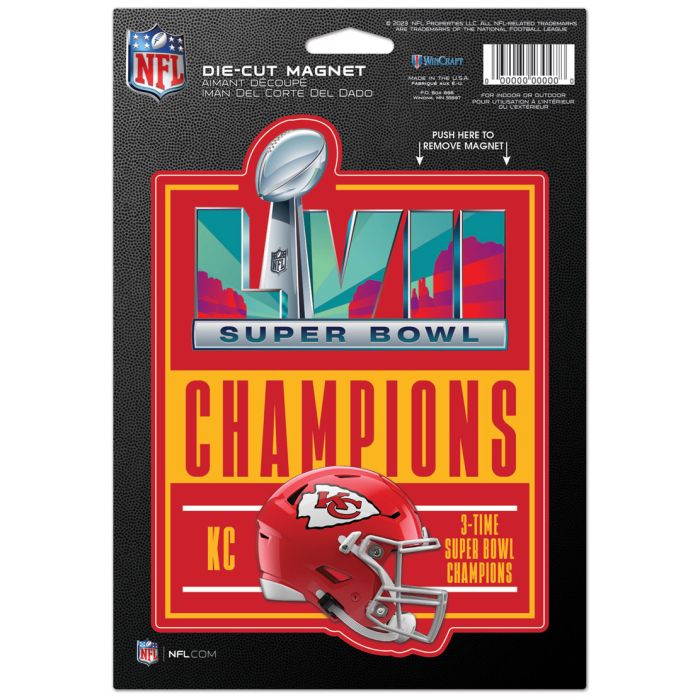 SUPER BOWL CHAMPIONS KANSAS CITY CHIEFS 2023 SUPER BOWL CHAMP DIE CUT LOGO MAGNET 6.25" X 9" - 757 Sports Collectibles