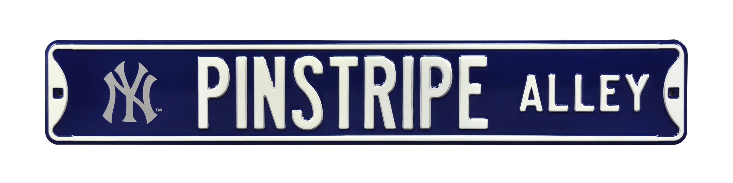 New York Yankees Steel Street Sign with Logo-PINSTRIPE ALLEY w/NY Logo