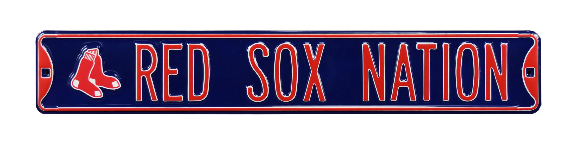 Boston Red Sox Steel Street Sign with Logo-RED SOX NATION Logo