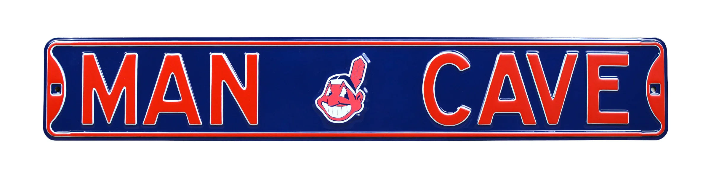 Cleveland Indians Steel Street Sign with Chief Wahoo -MAN CAVE