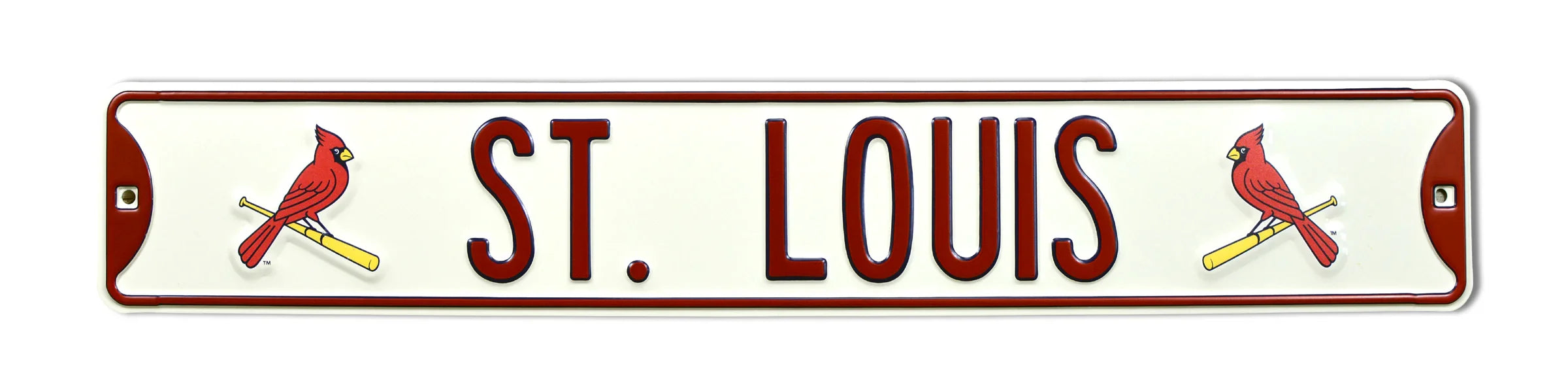 St Louis Cardinals Steel Street Sign with Logo-ST LOUIS ST LOUIS Ivory w/ 2 Logos