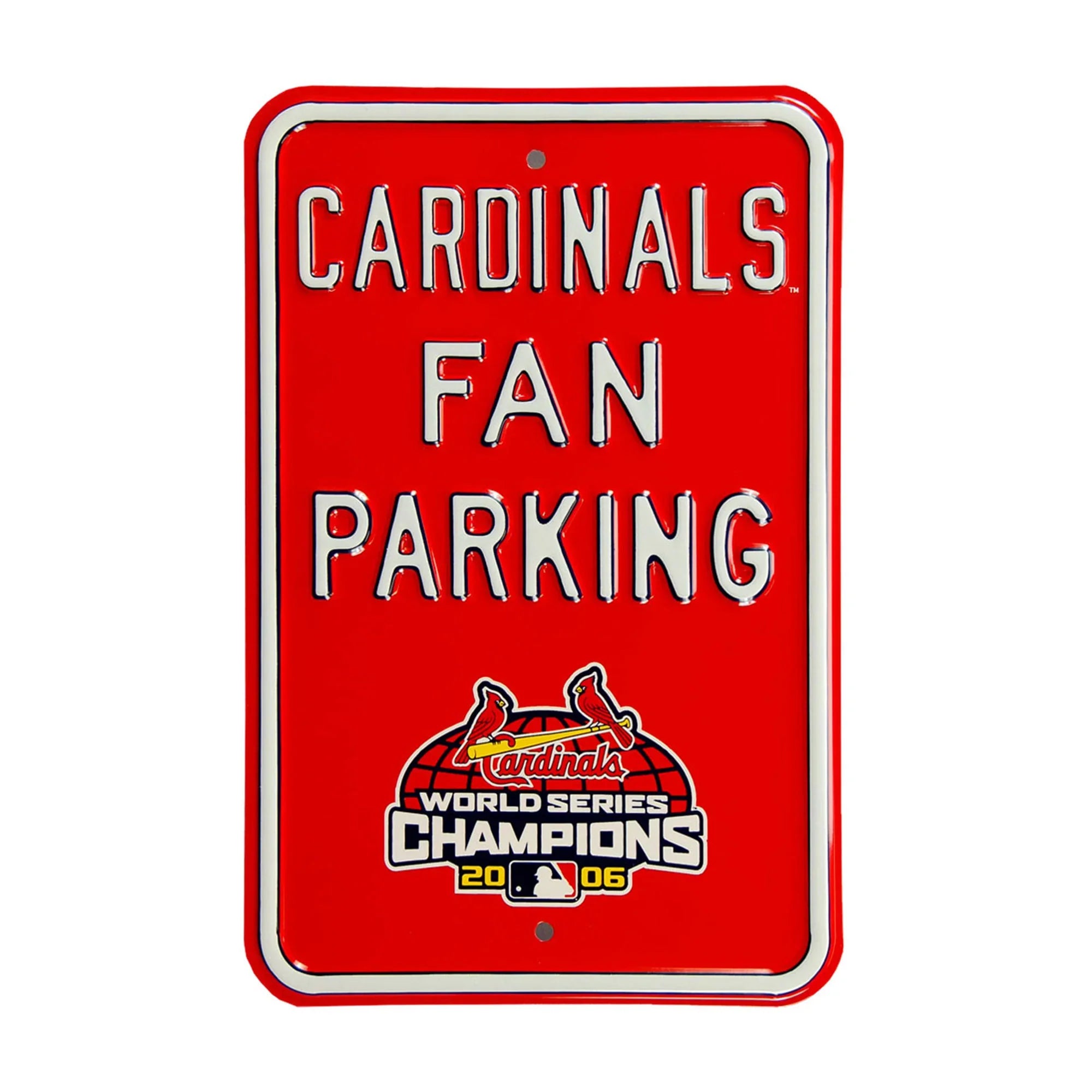 St Louis Cardinals Steel Parking Sign with Logo-FAN PARKING w/WS Logo