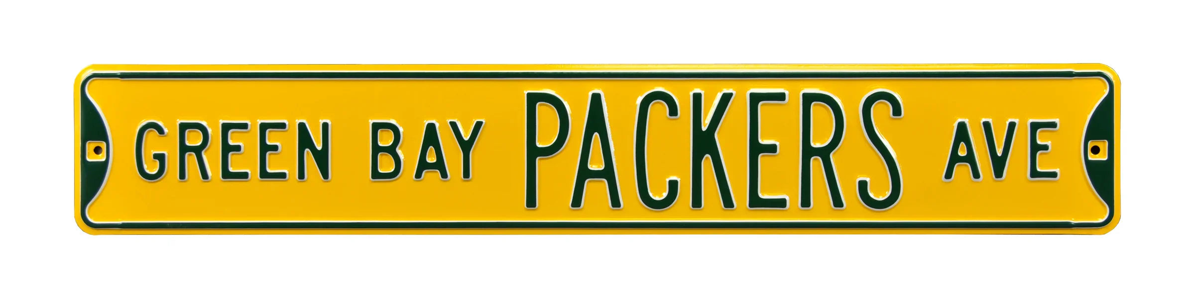 Green Bay Packers Steel Street Sign-GREEN BAY PACKERS AVE on Yellow