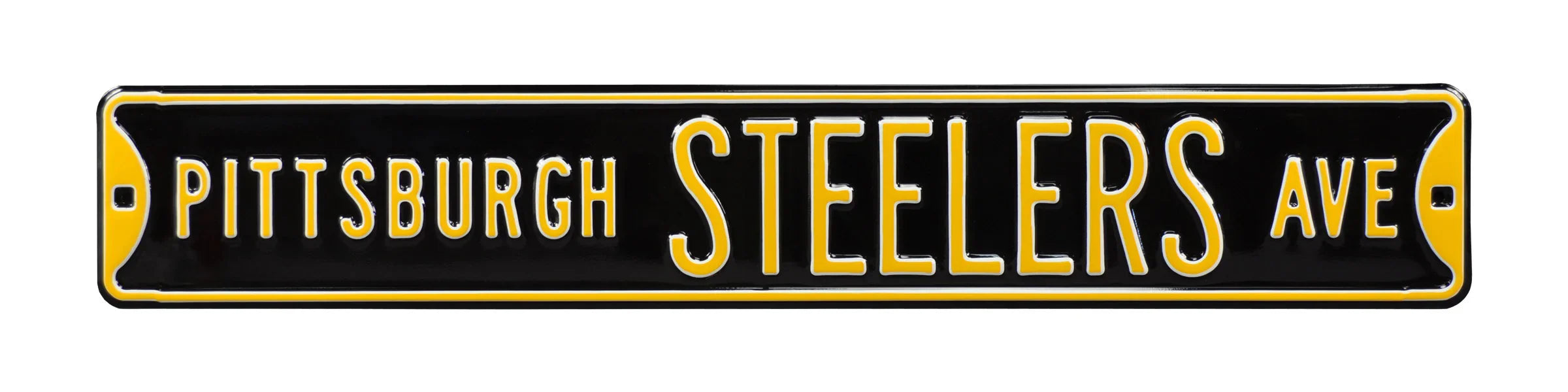 Pittsburgh Steelers Steel Street Sign-PITTSBURGH STEELERS AVE on Black