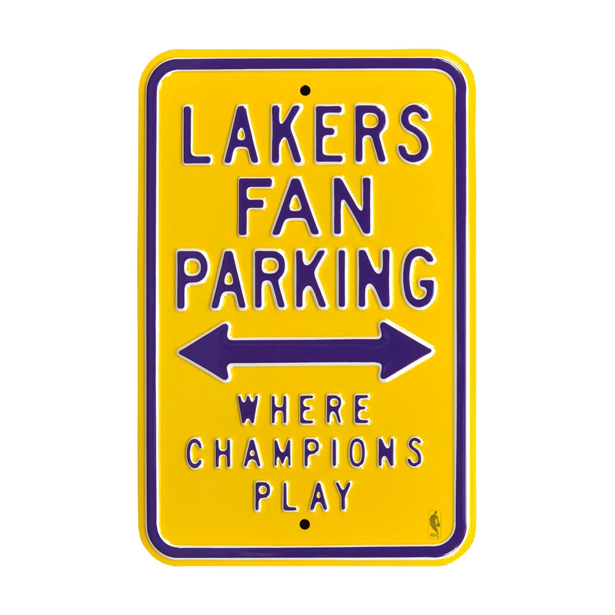 Los Angeles Lakers Steel Parking Sign-WHERE CHAMPIONS PLAY