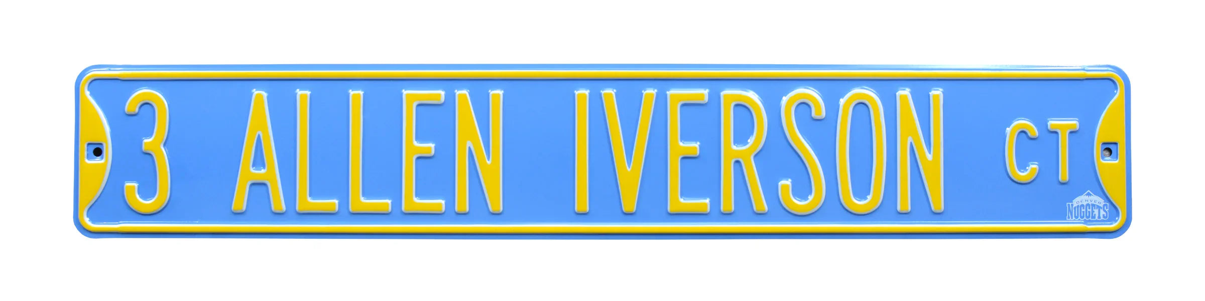 Denver Nuggets Steel Street Sign, Throwback Colors-3 ALLEN IVERSON CT