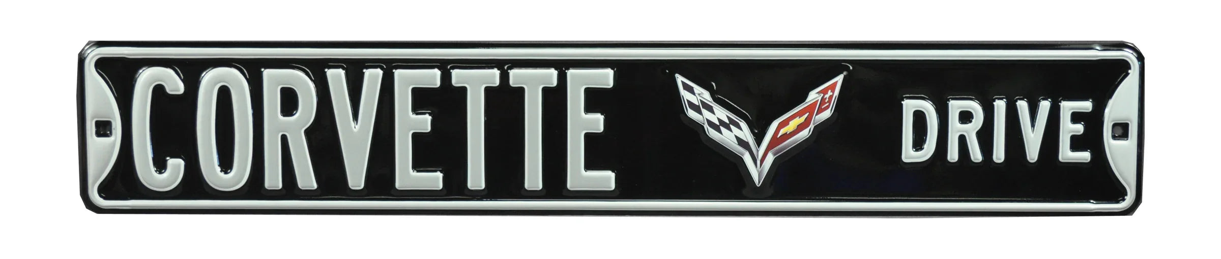 Corvette Steel Street Sign with Logo-CORVETTE DRIVE C7 Center Logo
