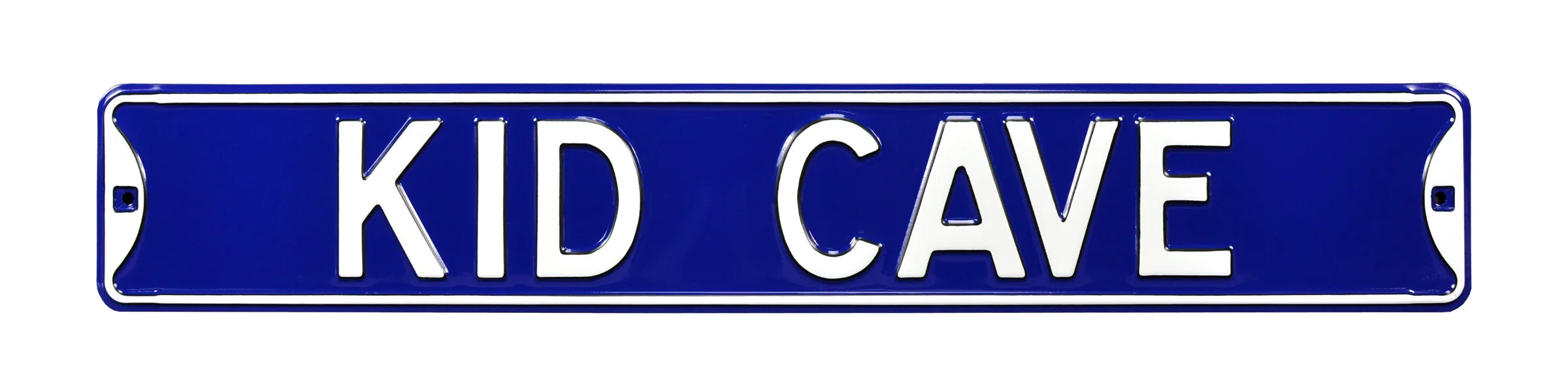 Kid Cave Steel Street Sign-KID CAVE Blue/White