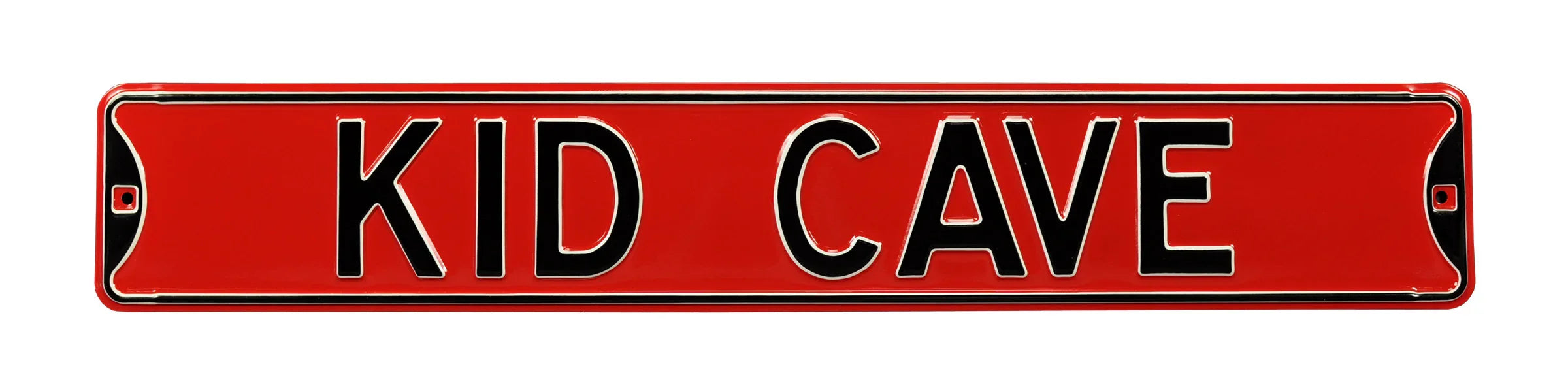 Kid Cave Steel Street Sign-KID CAVE Red/Black