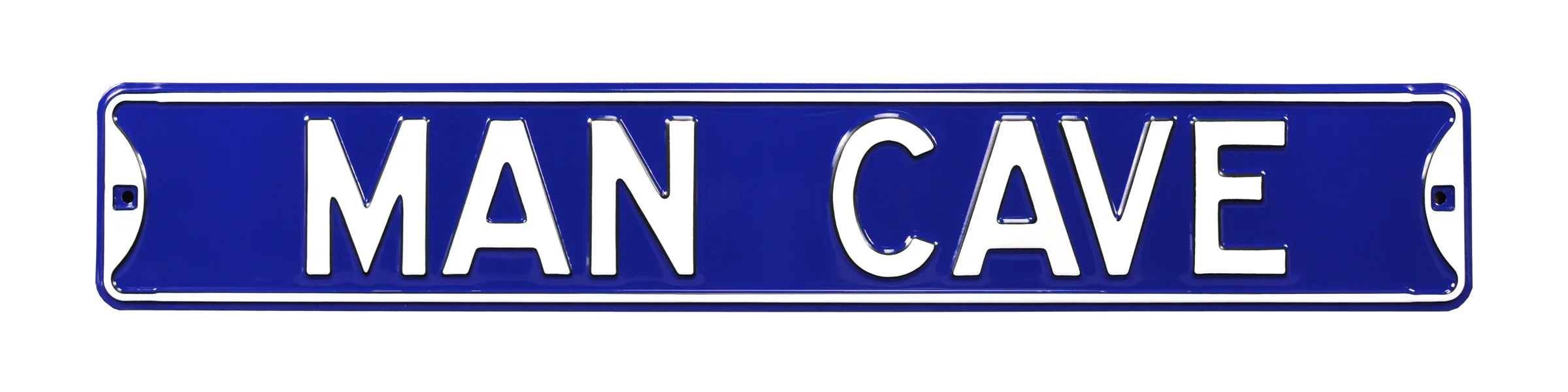 Man Cave Steel Street Sign-MAN CAVE Blue/White