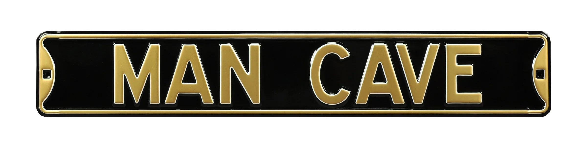 Man Cave Steel Street Sign-MAN CAVE Black/Gold