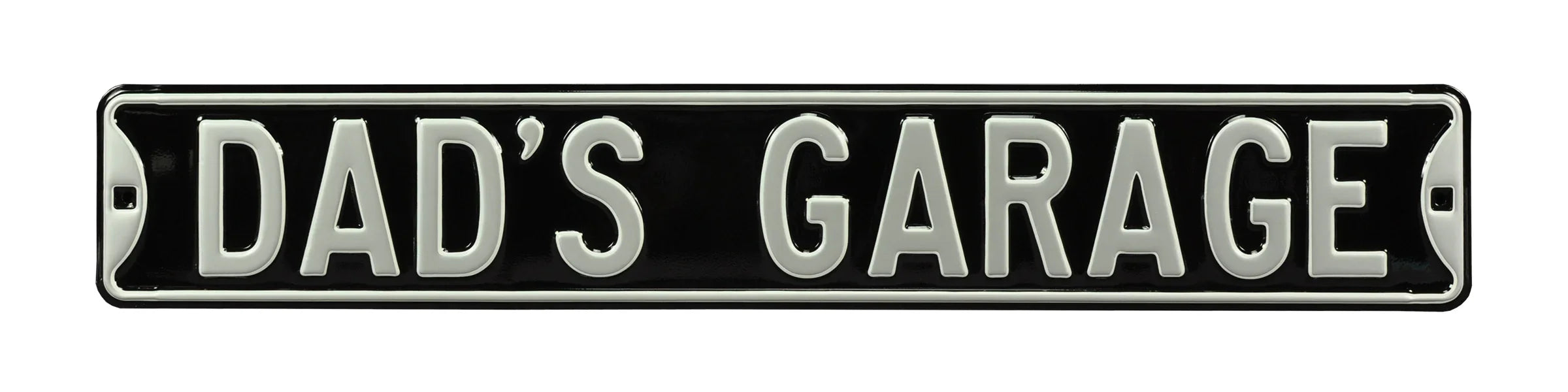 Garage Steel Street Sign-DAD'S GARAGE Black/Silver