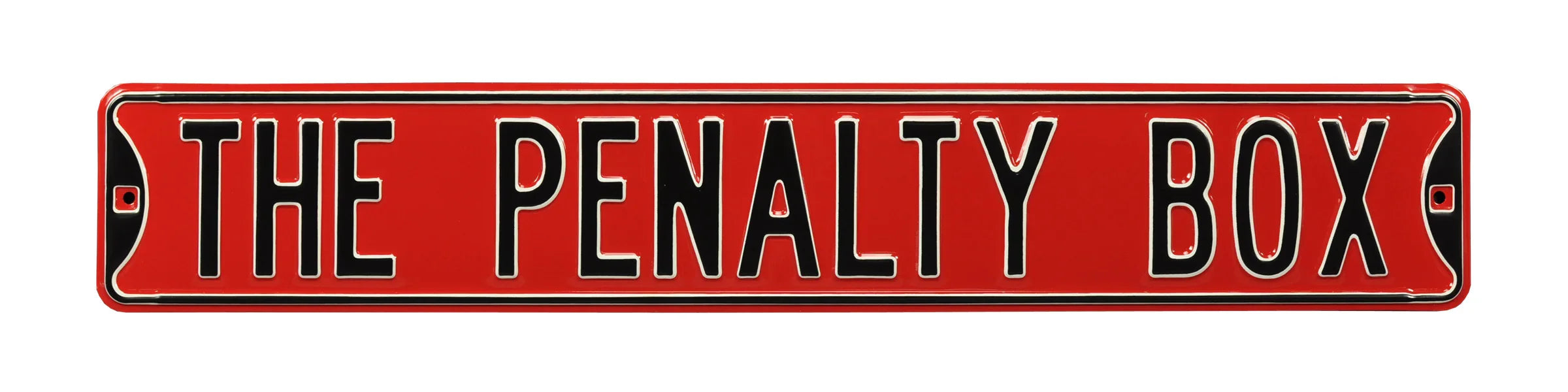 Hockey Steel Street Sign-THE PENALTY BOX Red/Black