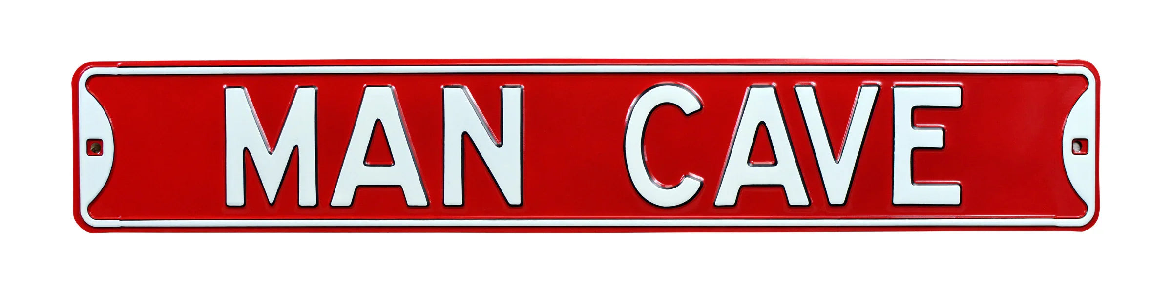Man Cave Steel Street Sign-MAN CAVE Red/White