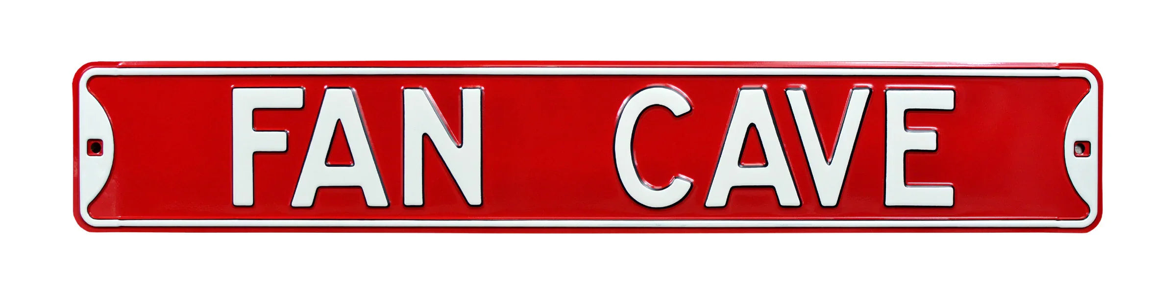 Fan Cave Steel Street Sign-FAN CAVE Red/White