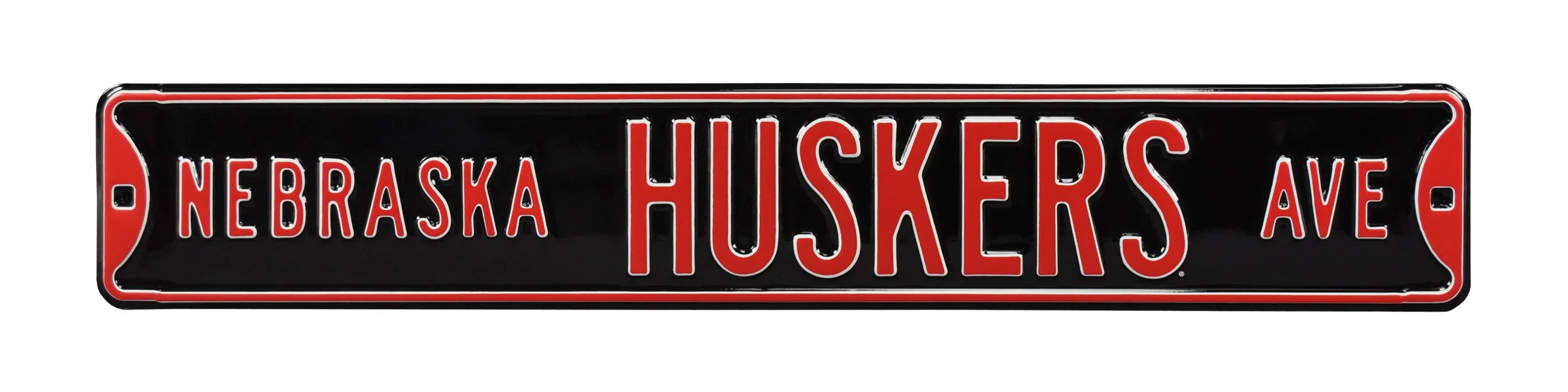 Nebraska Cornhuskers Steel Street Sign-NEBRASKA HUSKERS AVE on Black