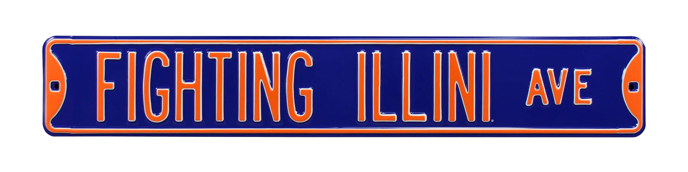 Illinois Fighting Illini Steel Street Sign-FIGHTING ILLINI AVE on Navy