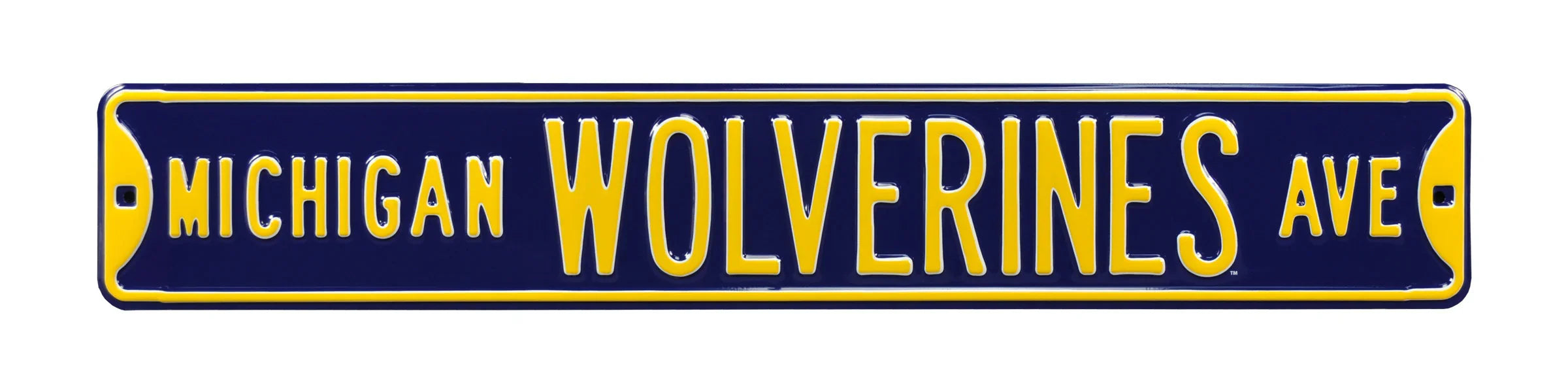 Michigan Wolverines Steel Street Sign-MICHIGAN WOLVERINES AVE on Navy