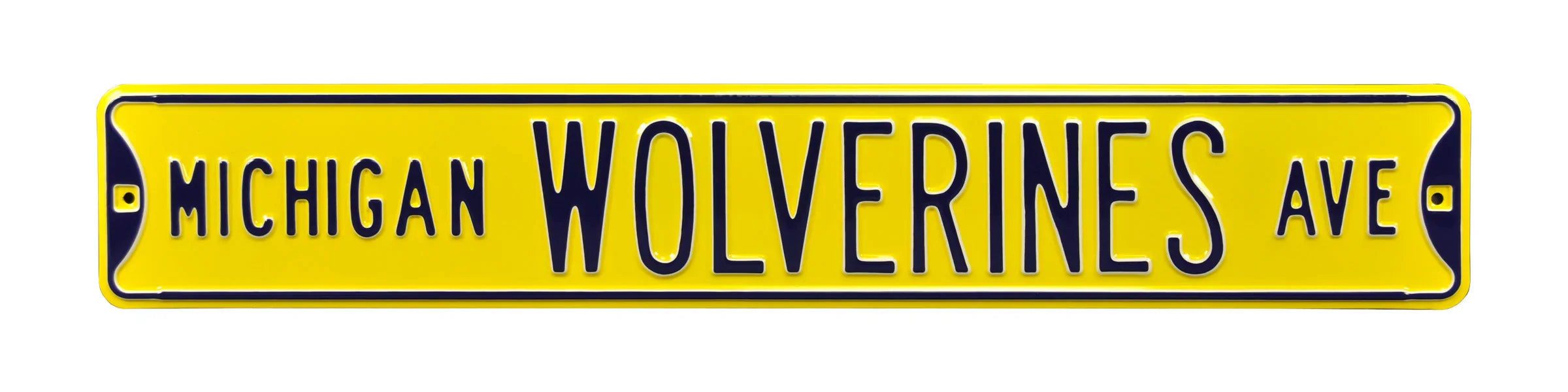 Michigan Wolverines Steel Street Sign-MICHIGAN WOLVERINES AVE on Yellow