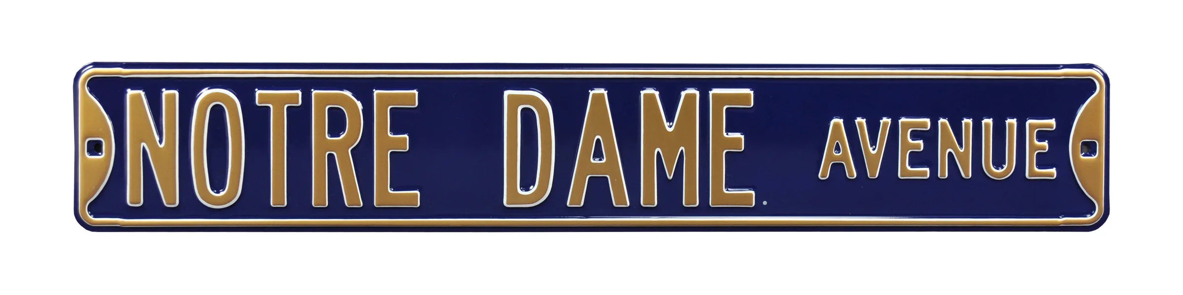 Notre Dame Steel Street Sign-NOTRE DAME AVENUE on Navy