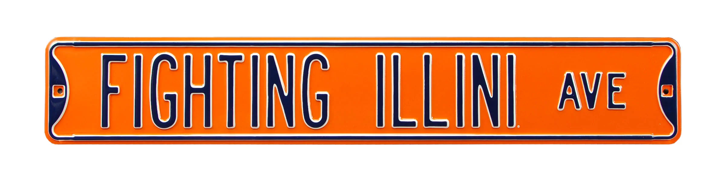 Illinois Fighting Illini Steel Street Sign-FIGHTING ILLINI AVE on Orange