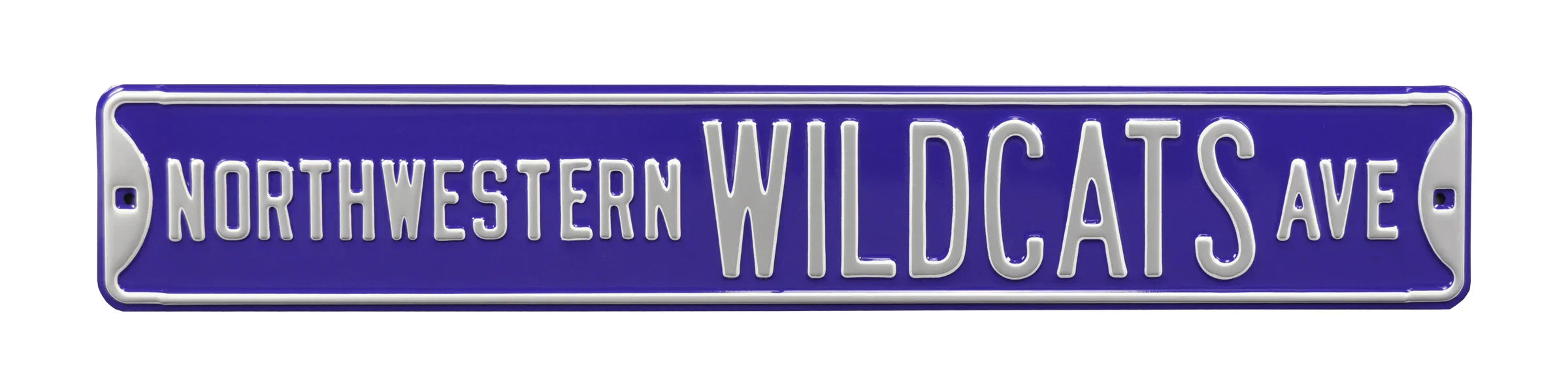 Northwestern Wildcats Steel Street Sign-NORTHWESTERN WILDCATS AVE