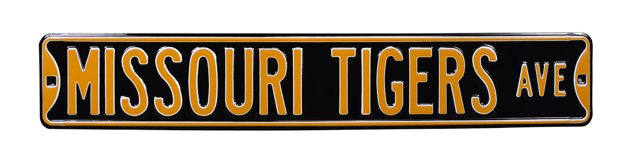 Missouri Tigers Steel Street Sign-MISSOURI TIGERS AVE on Black