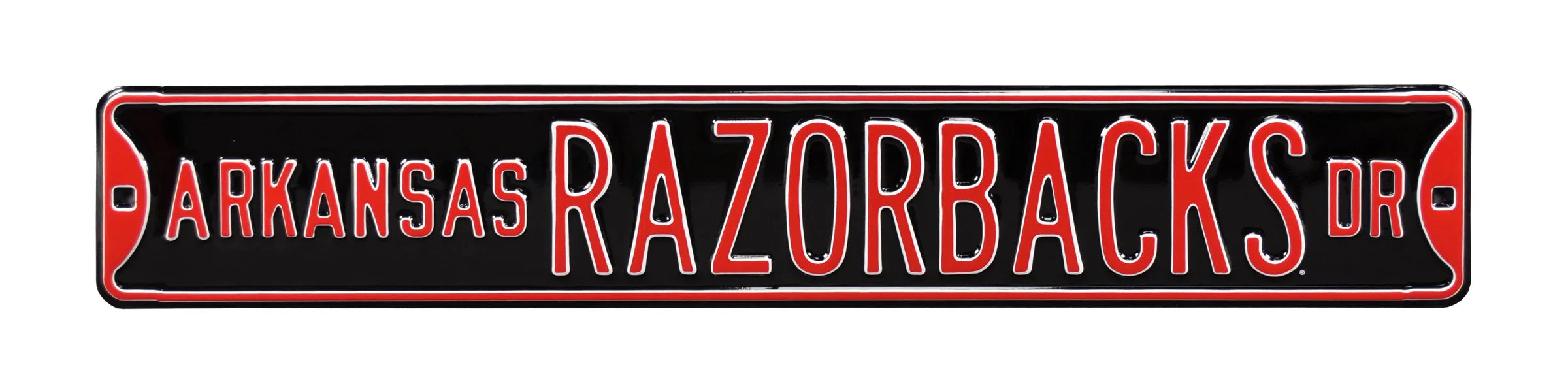Arkansas Razorbacks Steel Street Sign-RAZORBACKS DR on Black