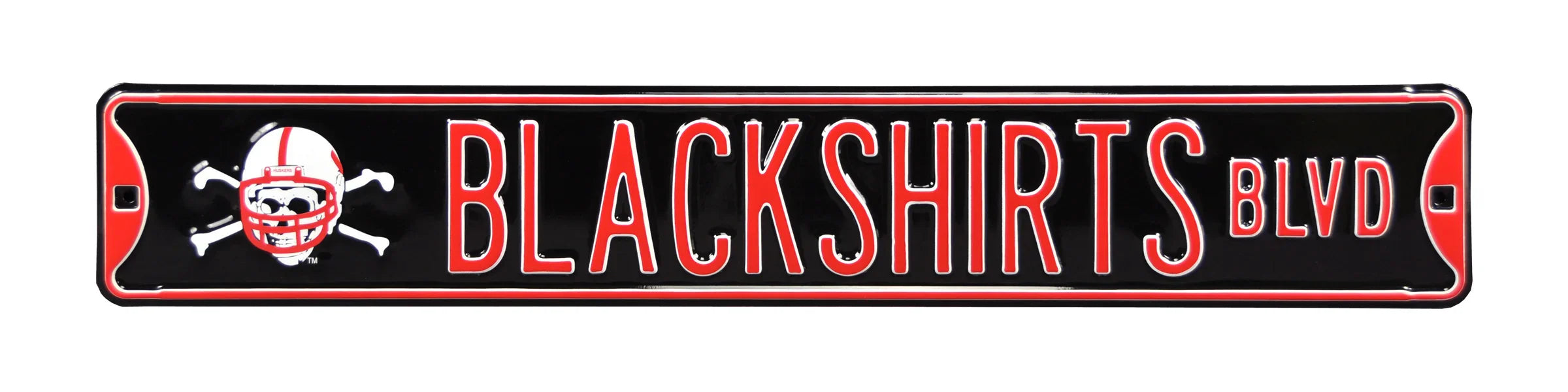 Nebraska Cornhuskers Steel Street Sign with Logo-BLACKSHIRTS BLVD