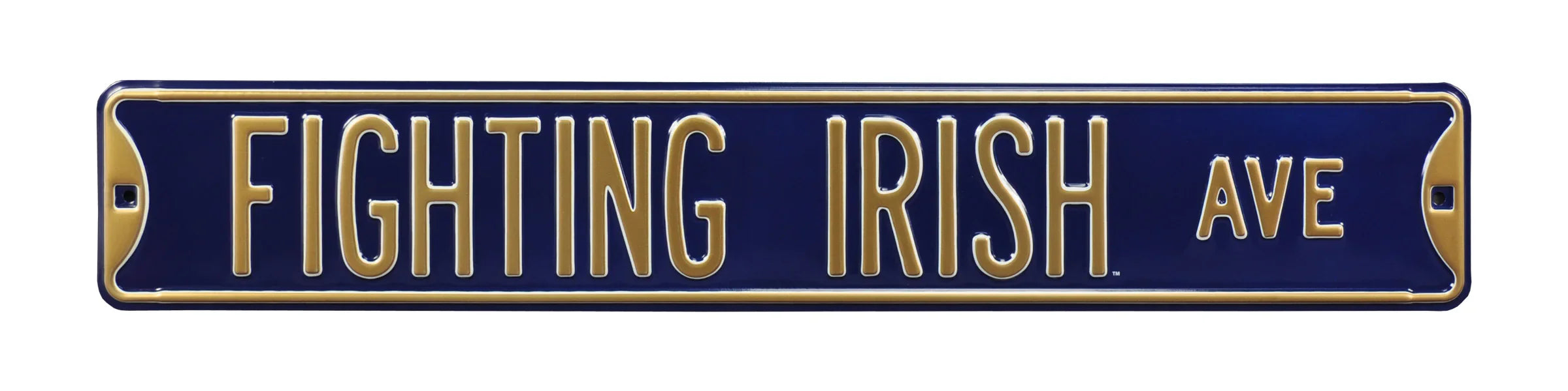 Notre Dame Steel Street Sign-FIGHTING IRISH AVE on Navy