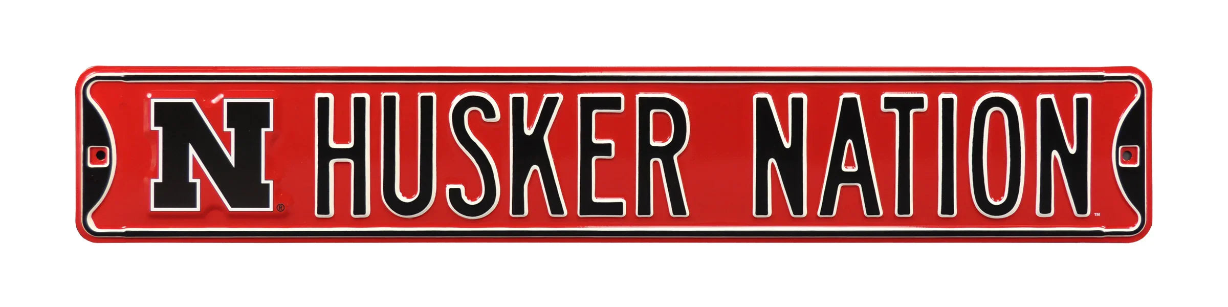 Nebraska Cornhuskers Steel Street Sign with Logo-HUSKER NATION