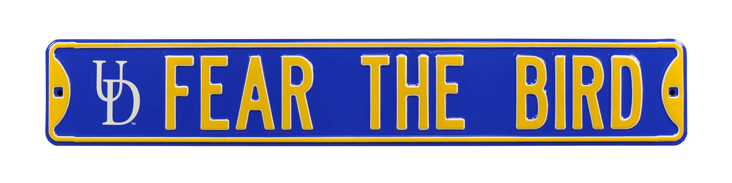 Delaware Blue Hens Steel Street Sign with Logo-FEAR THE BIRD